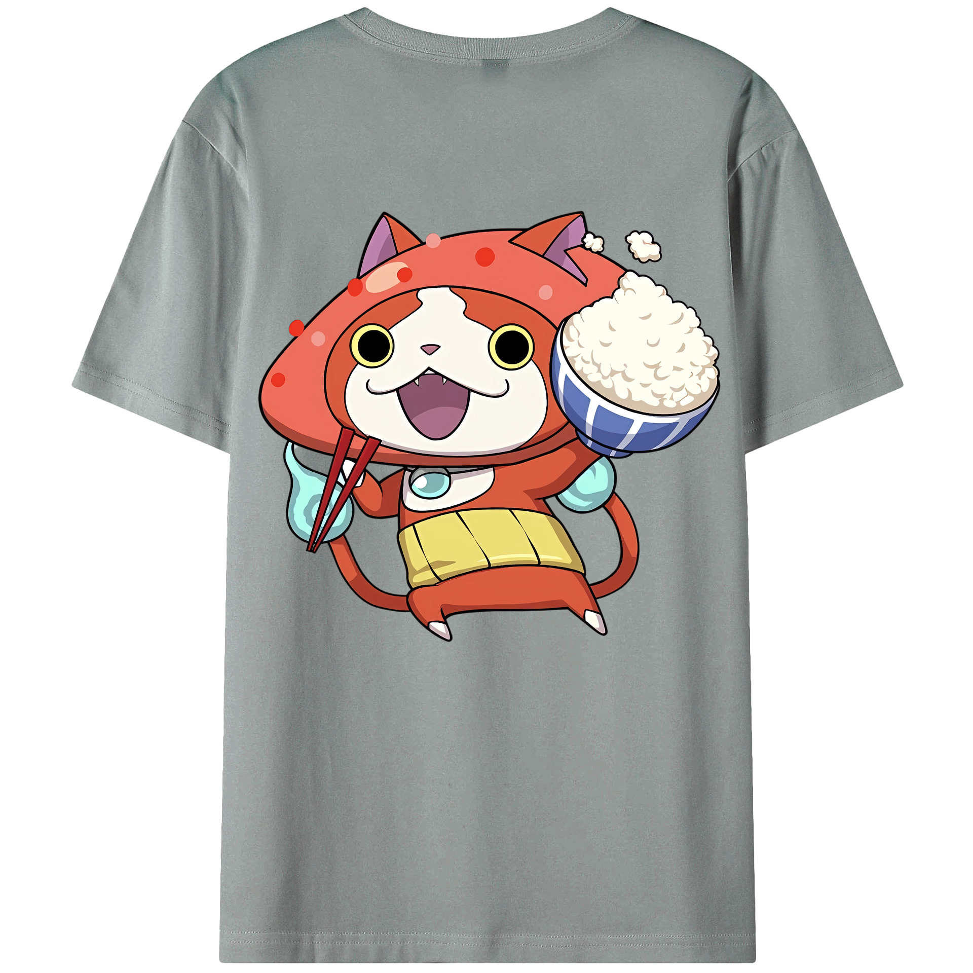 （画像用） 妖怪ウォッチ Yo-kai Watch 綿100％ メンズ半袖Tシャツ（バックプリント） 通気性